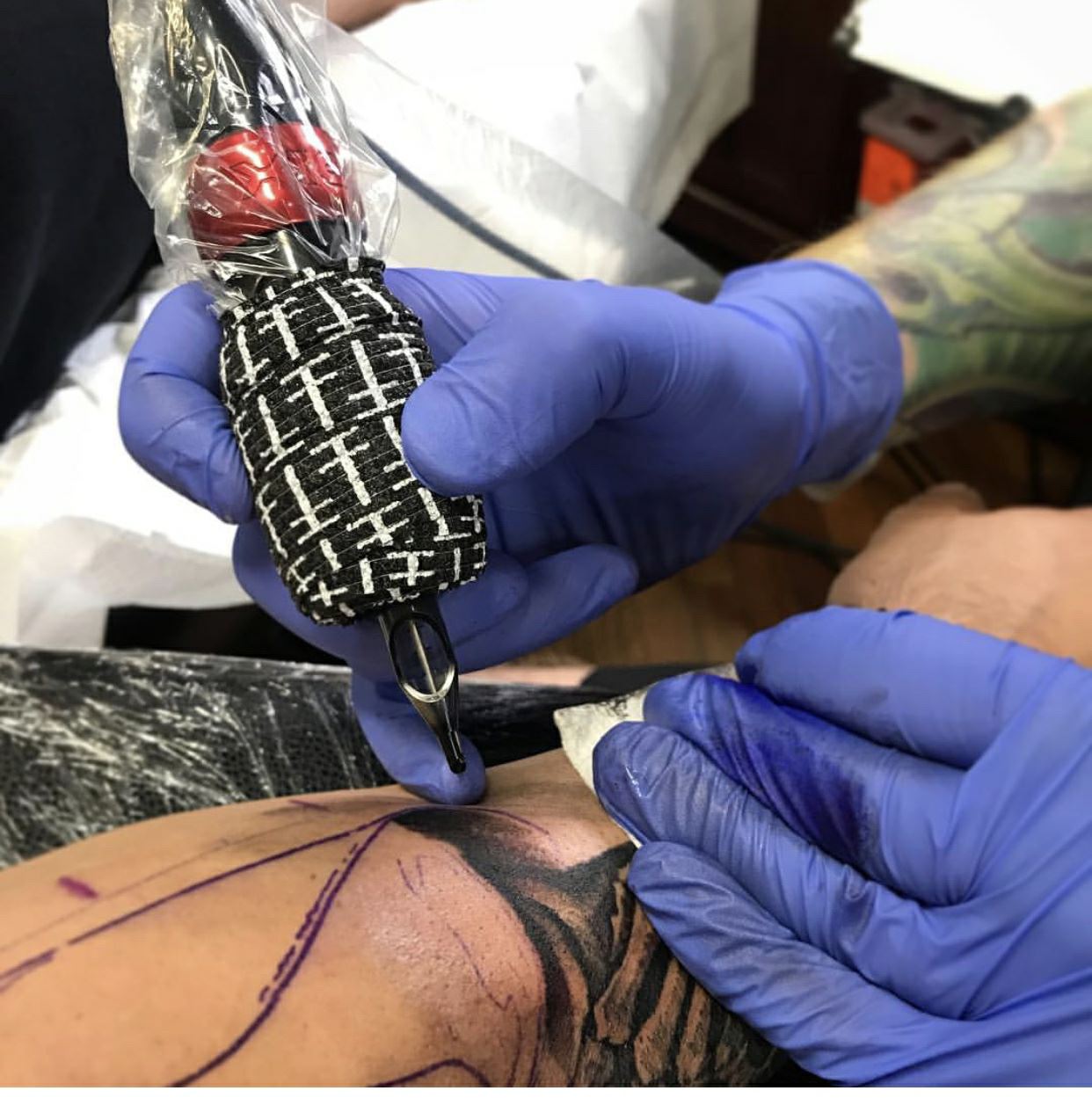 Tattoo Gun Gun Gun Pen ຫໍ່ tape bandage ຫນຽວ
